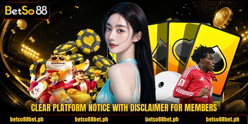 Clear platform notice with disclaimer for members