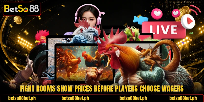 Fight rooms show prices before players choose wagers
