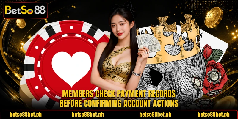 Members check payment records before confirming account actions