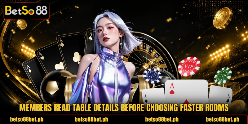 Members read table details before choosing faster rooms