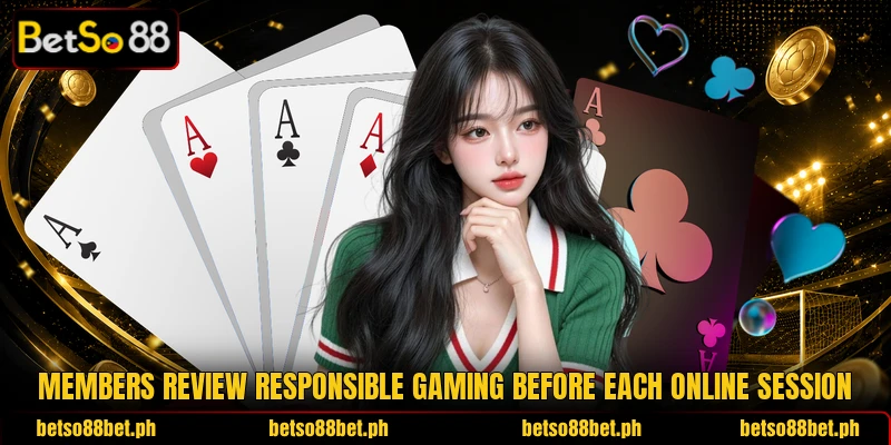 Members review responsible gaming before each online session