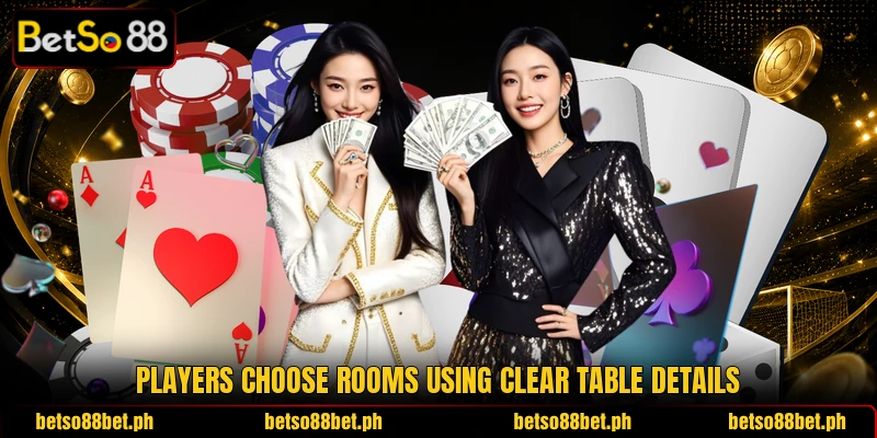 Players choose rooms using clear table details